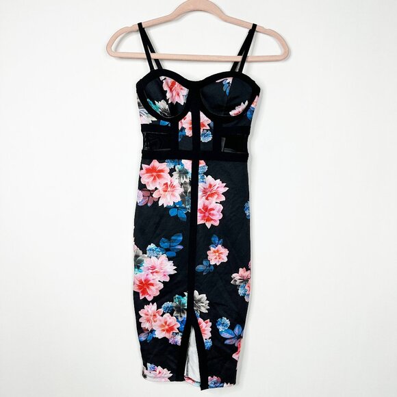 2/$24 NWT Material Girl Slip Dress Floral Caviar Black Combo XS #A0295 TRB2 - Picture 3 of 7